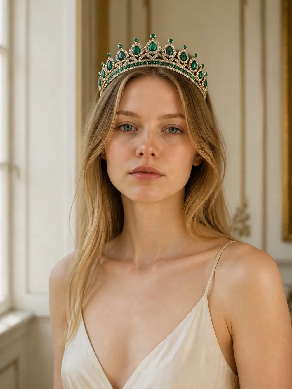 Emerald Crystal Tiara Crown - Women Accessories